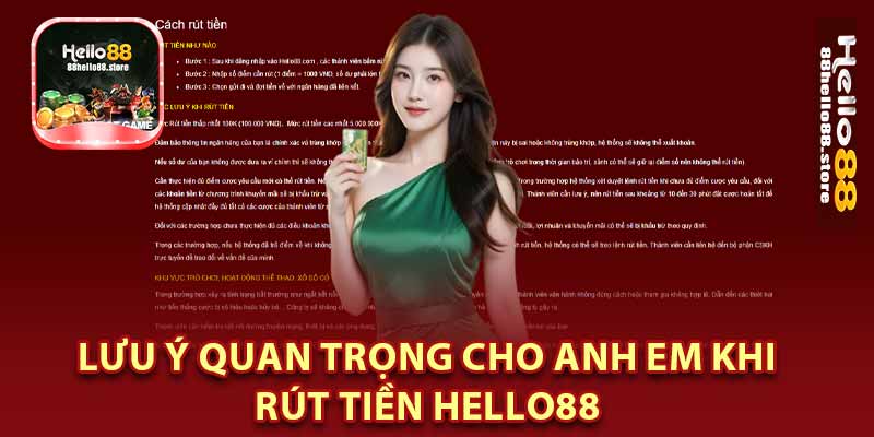 Lưu Ý Quan Trọng Cho Anh Em Khi Rút Tiền Hello88